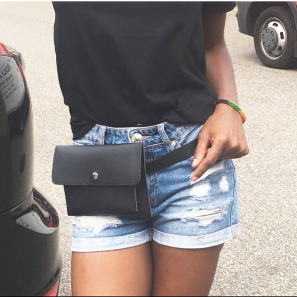 Handbags - Black Waist Bag Fanny Pack Faux Leather Bag